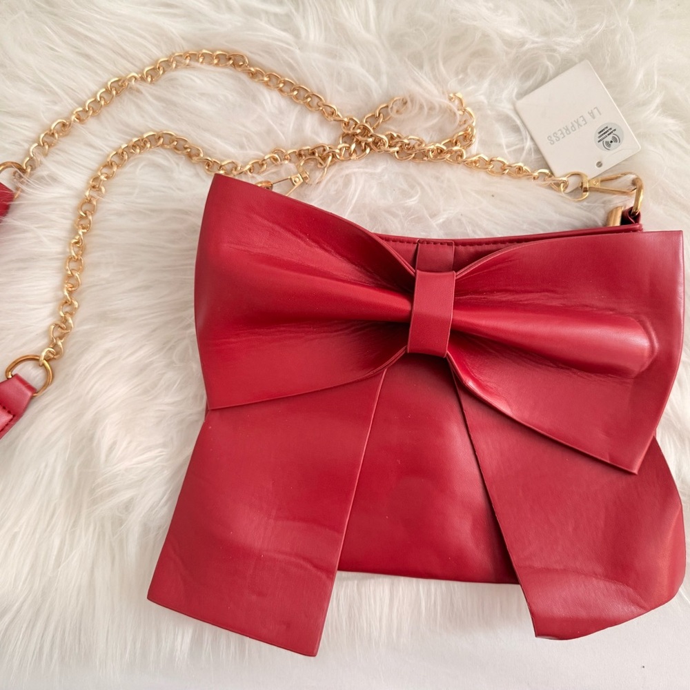 Express Red Crossbody Bag with Bow Detail